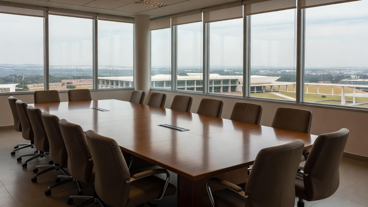 Sala de reuniões em Brasília simbolizando apoio político para candidatura a deputado federal