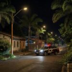 Viatura da PM em patrulhamento em Vilhena após prisão de suspeitos de homicídio