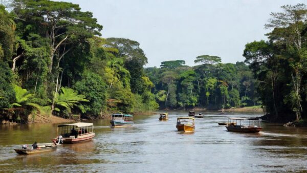Comitiva fluvial no Rio Madeira atendendo ribeirinhos do Baixo Madeira em Rondônia