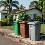 Lixeiras coloridas para separação e descarte correto de lixo em Rondônia