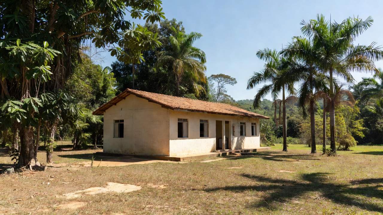 Fachada de CRAS ou CREAS em Rondônia com vegetação amazônica