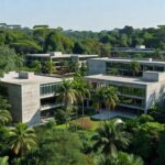 Campus universitário público em Rondônia com vegetação amazônica