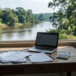 Mesa com documentos e laptop para abertura de MEI em Porto Velho