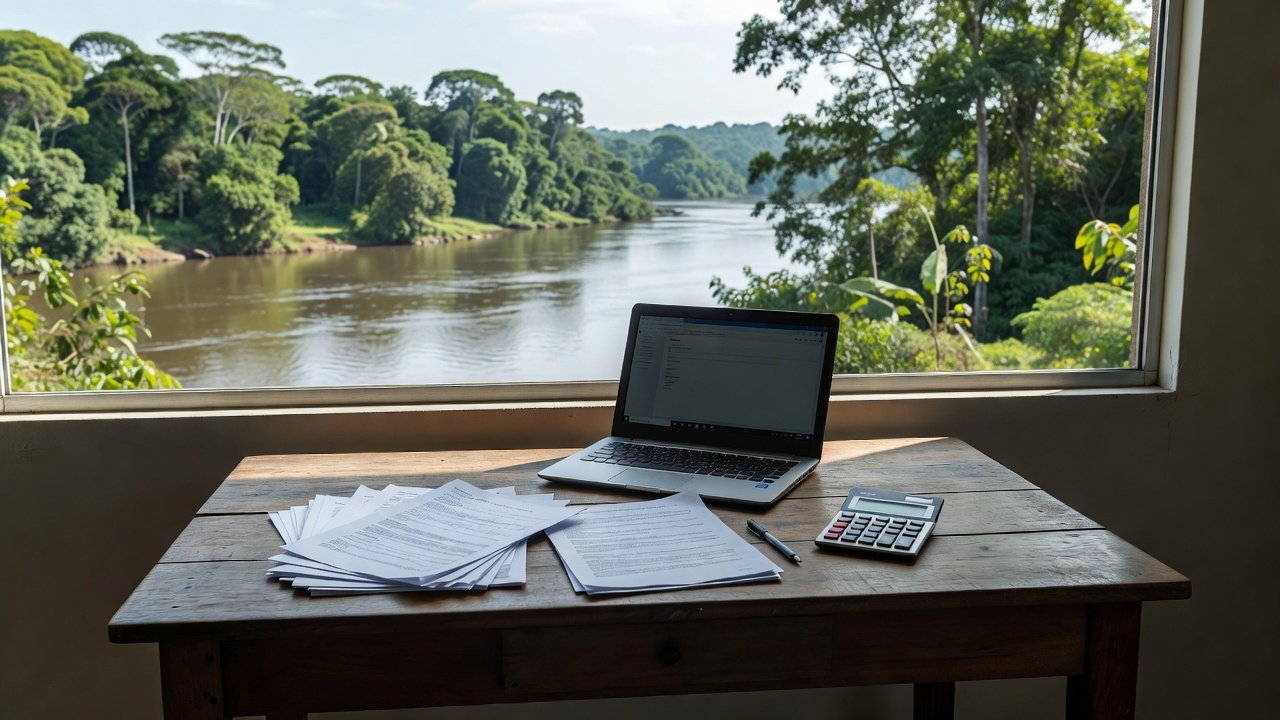 Mesa com documentos e laptop para abertura de MEI em Porto Velho