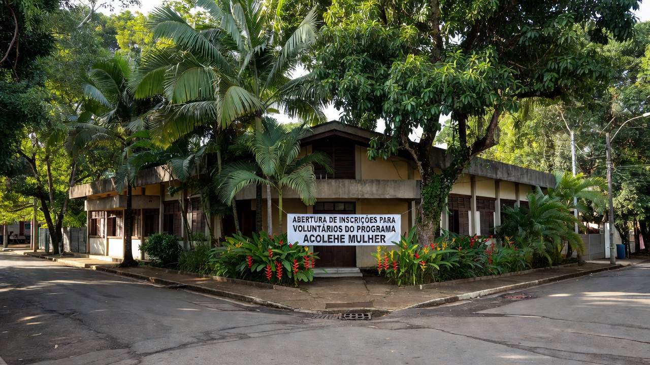 Fachada da Prefeitura de Porto Velho representando inscrições para voluntários do Acolhe Mulher