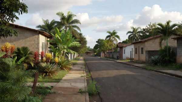 Rua residencial vazia em Vilhena, Rondônia
