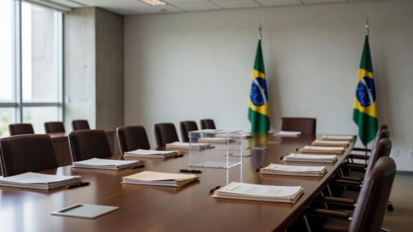 Sala de reuniões do Conselho Federal dos Técnicos Industriais com urna de votação