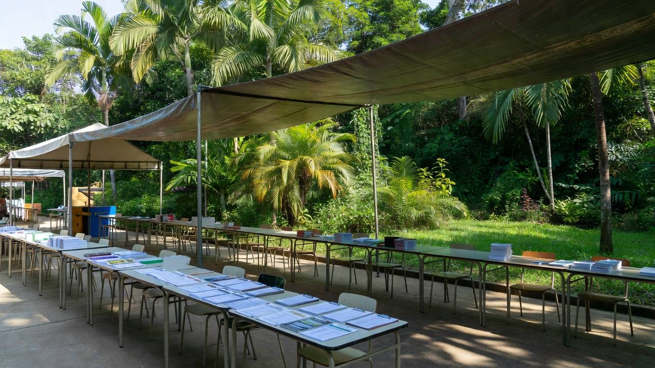 Mutirão de empregos da Prefeitura de Porto Velho com mesas de atendimento para vagas de trabalho