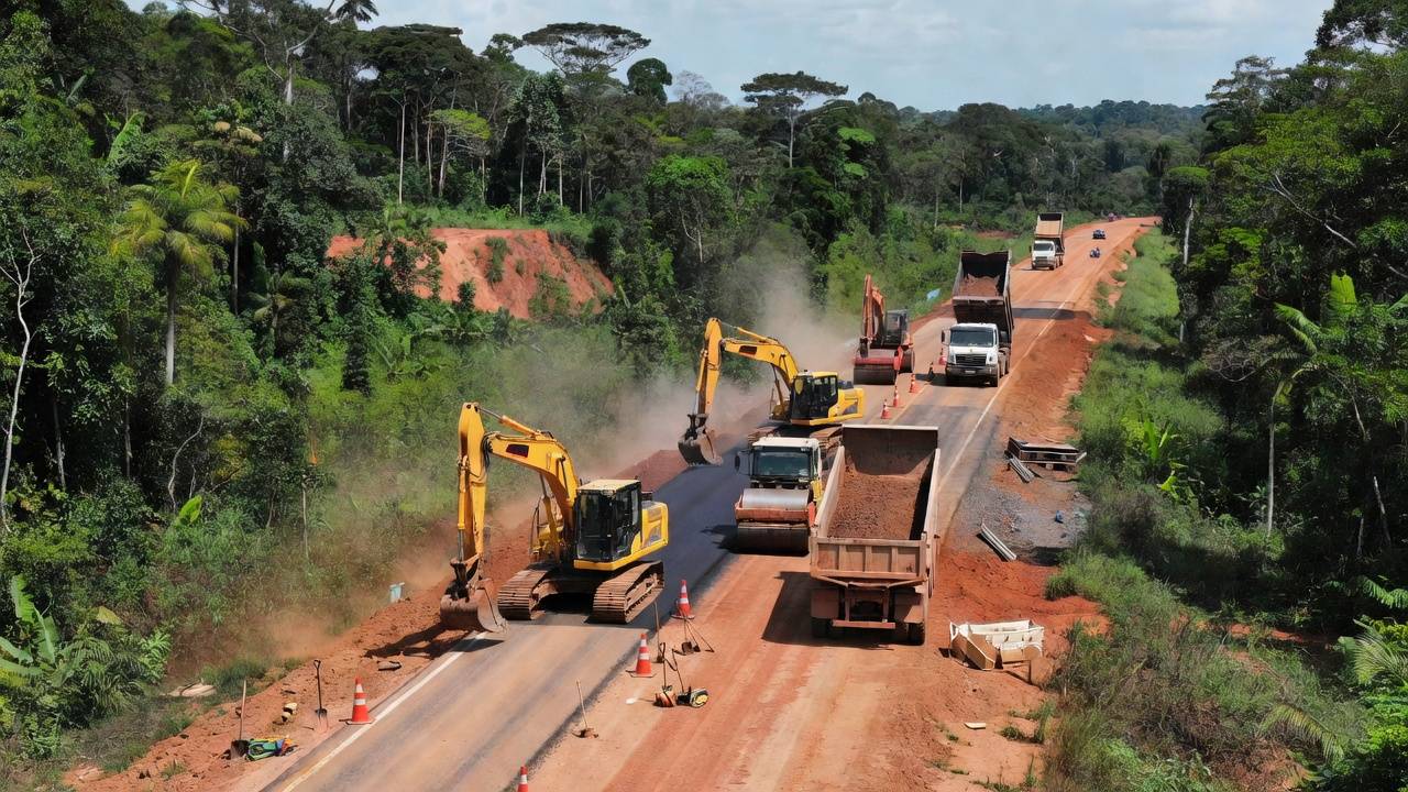 Obras de manutenção e pavimentação na BR-364 entre Vilhena e Porto Velho