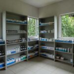 Prateleiras com caixas de medicamentos em posto de saúde de Guajará-Mirim