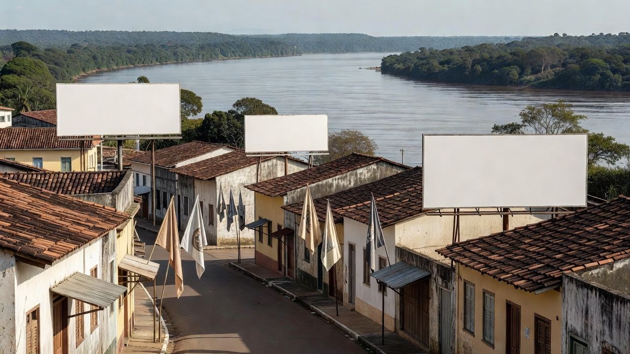 Paisagem urbana de Porto Velho com elementos de campanha política
