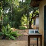 Urna eletrônica em escola rural na Zona da Mata de Rondônia