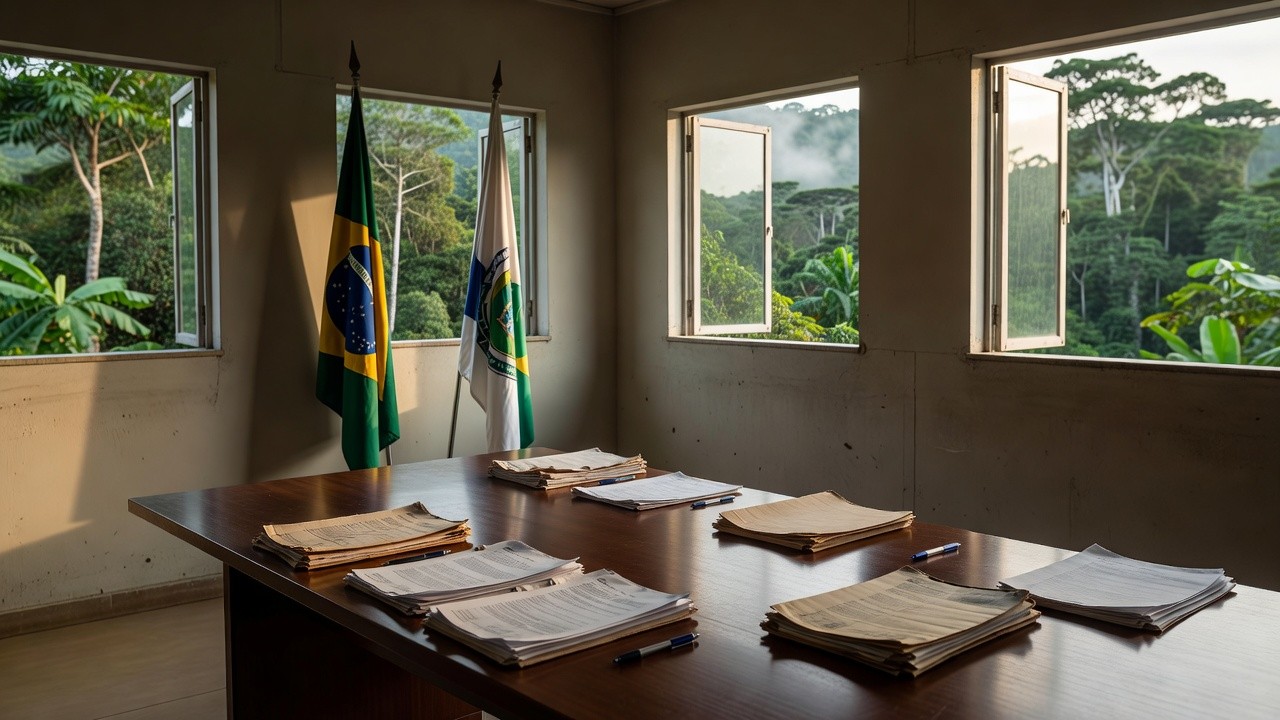 Sala de reuniões na Prefeitura de Guajará-Mirim para comitê do Programa de Aquisição de Alimentos