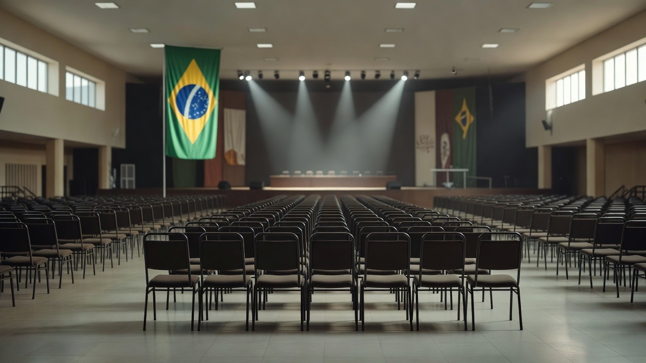 Salão de convenção política do PDT no Brasil