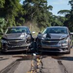 Colisão frontal de veículos em estrada rural na RO entre Ouro Preto e Jaru