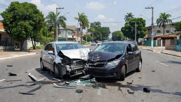 Colisão frontal de veículos na Avenida Cujubim em Porto Velho