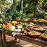 Feira de gastronomia da agricultura familiar na Agrotec 2026 em Porto Velho com produtos regionais expostos