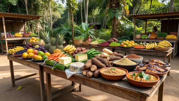 Feira de gastronomia da agricultura familiar na Agrotec 2026 em Porto Velho com produtos regionais expostos