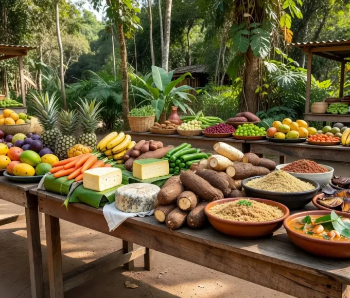 Feira de gastronomia da agricultura familiar na Agrotec 2026 em Porto Velho com produtos regionais expostos