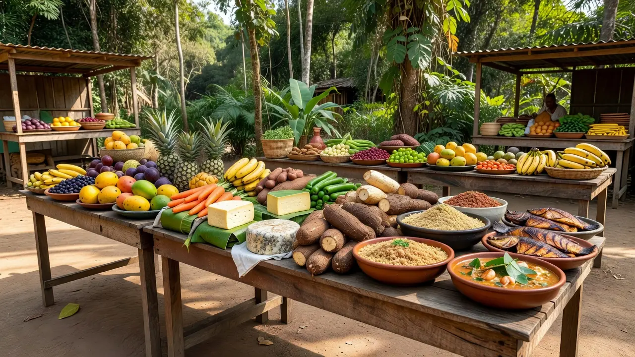 Feira de gastronomia da agricultura familiar na Agrotec 2026 em Porto Velho com produtos regionais expostos