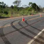 Local de atropelamento em Vilhena com sinalização policial
