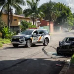 Viatura policial em Vilhena após prisão de motorista por homicídio no trânsito