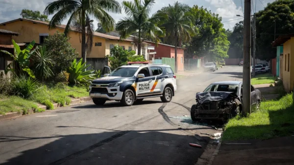 Viatura policial em Vilhena após prisão de motorista por homicídio no trânsito