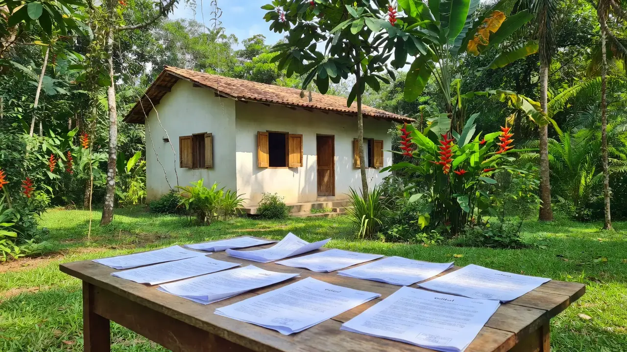 Edifício da Fundação de Cultura em Rolim de Moura com documentos de edital de concurso