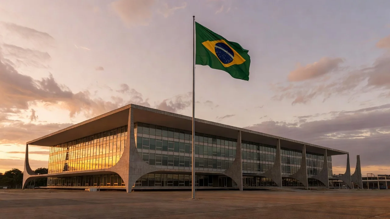 Fachada do STJ em Brasília sob luz do entardecer