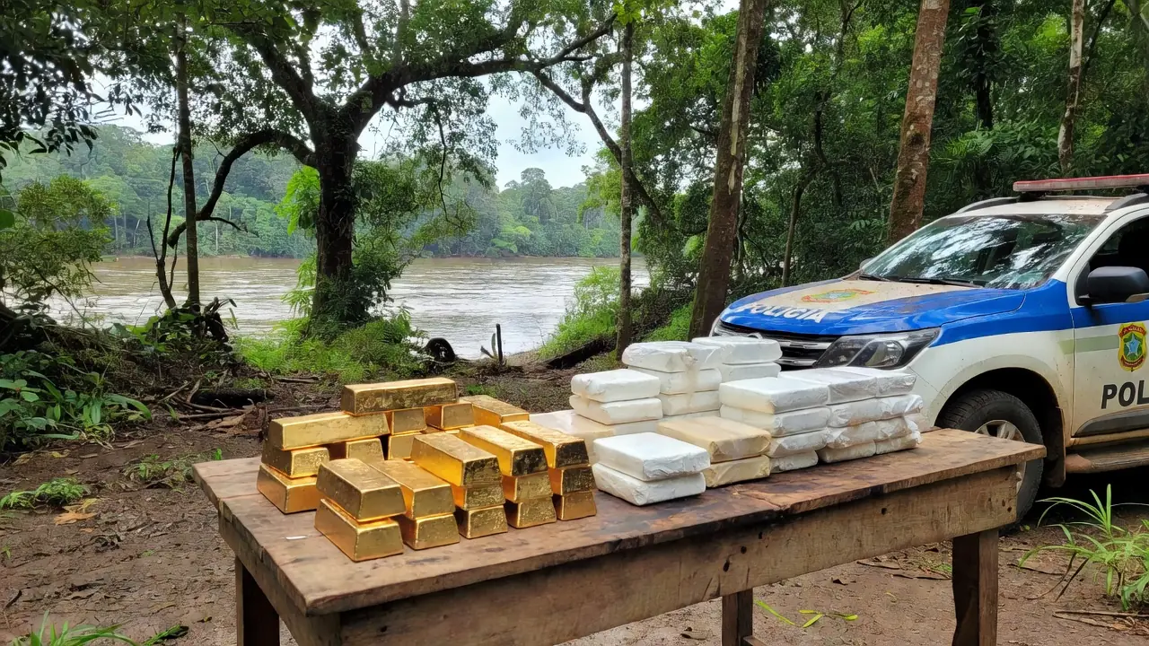 Apreensão de 1,2 tonelada de ouro e cocaína pela Polícia Federal em Guajará-Mirim