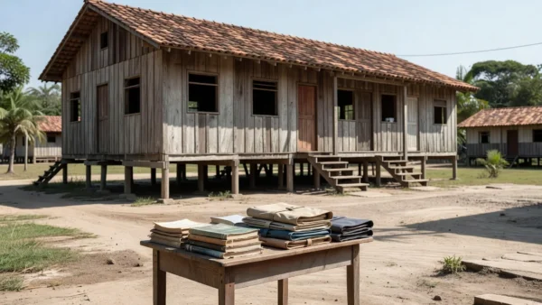 Fachada de escola pública em Porto Velho com elementos educacionais