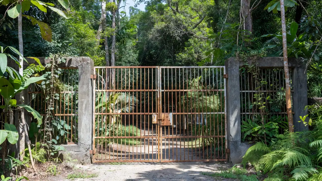 Portão de penitenciária em Rolim de Moura durante saída temporária de detentos no Dia dos Pais