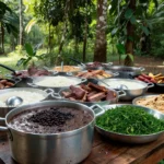 Mesa de feijoada tradicional em evento da OAB Rondônia em Porto Velho