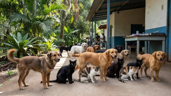 Cães e gatos em campanha de vacinação antirrábica em Cacoal