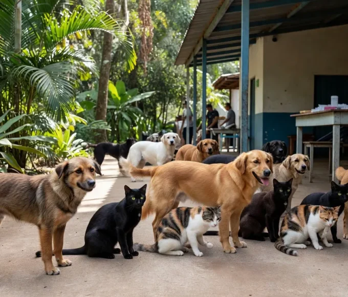 Cães e gatos em campanha de vacinação antirrábica em Cacoal