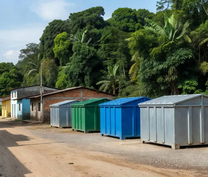 Centro de reciclagem com lixeiras para gestão de resíduos em Porto Velho