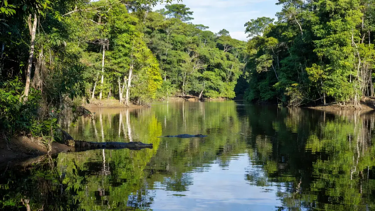Reserva Extrativista Lago do Cuniã com jacarés em Porto Velho