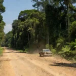 Cena de acidente em estrada rural de Alta Floresta d’Oeste, Rondônia, com veículo danificado