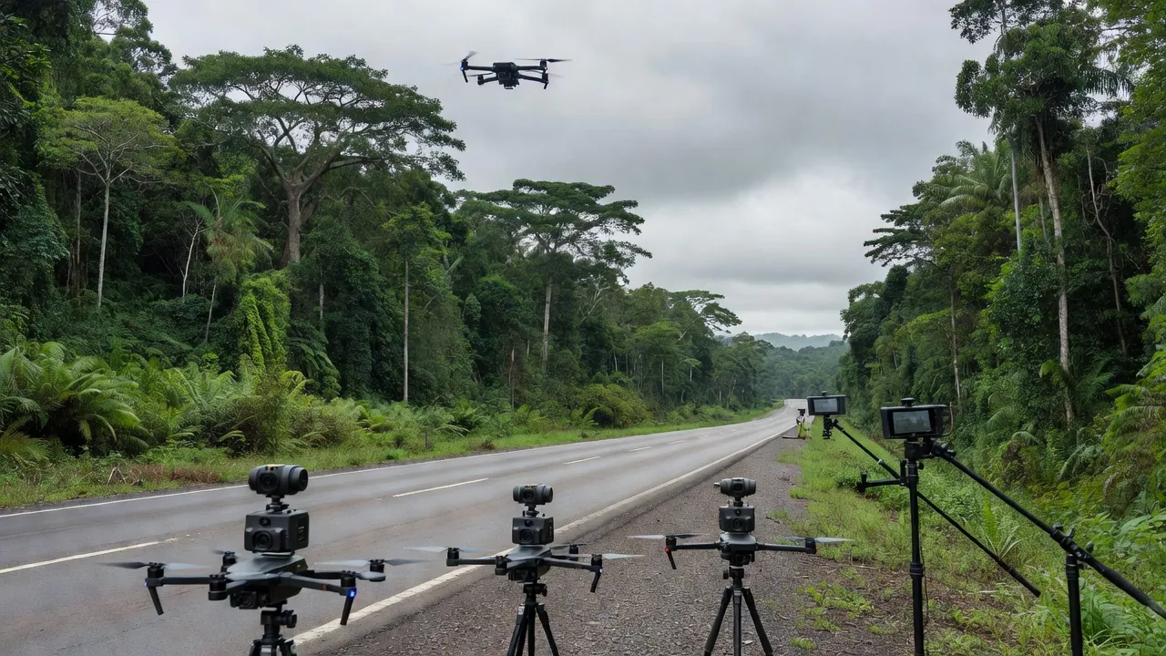 Drones e câmeras térmicas da PRF fiscalizando a BR-364 em Rondônia