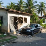 Casa residencial em Porto Velho danificada por carro colidido na fachada