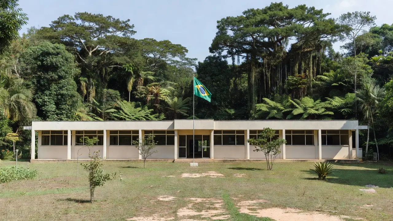 Fachada de colégio militar em Guajará-Mirim, Rondônia, relacionado a caso de deepfake.