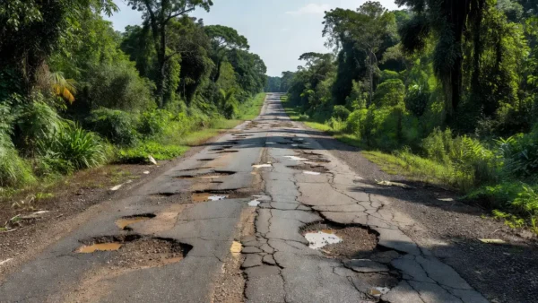 Rodovia BR-364 deteriorada em Rondônia, Brasil