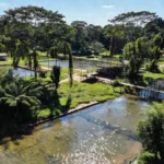 Tanques de piscicultura em Ariquemes, Rondônia, representando expansão da aquicultura na Amazônia.