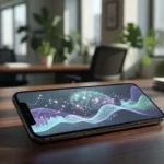 Smartphone com app do Banco do Brasil e inteligência artificial