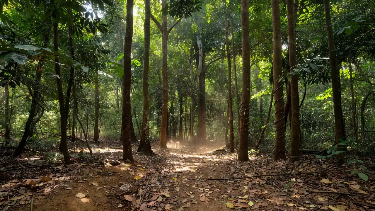 Floresta amazônica em Rondônia com castanheiras, simbolizando créditos do Incra para extrativistas.