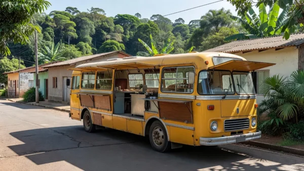 Ônibus aposentado transformado em Bus Café Nelinho em Rolim de Moura