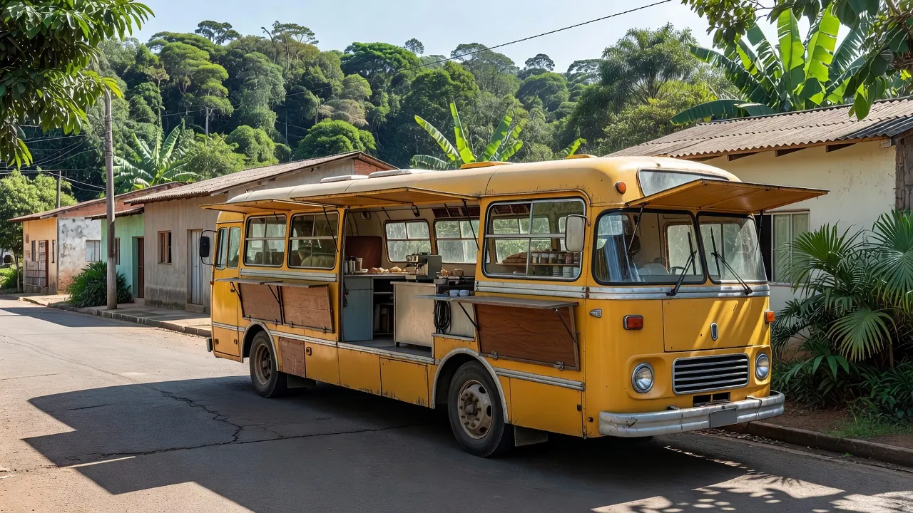 Ônibus aposentado transformado em Bus Café Nelinho em Rolim de Moura