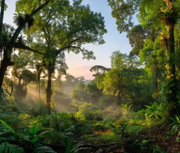 Paisagem amazônica em Alta Floresta D'Oeste, Rondônia, representando finalista de premiação brasileira.