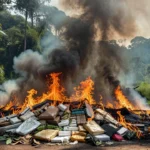Incineração de mais de 645 kg de drogas pela Polícia Civil em Guajará-Mirim