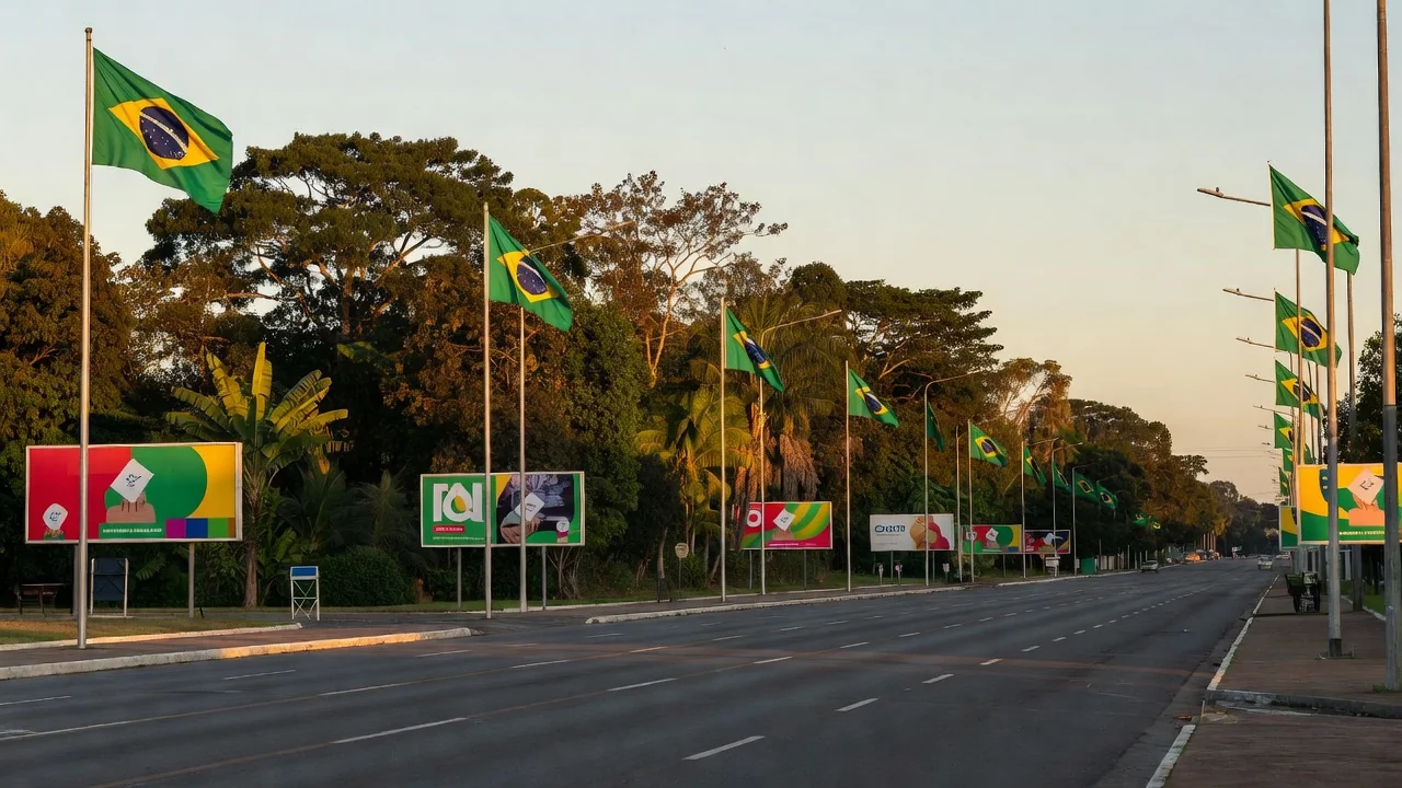 Mobilização eleitoral em Rondônia no feriado de 7 de Setembro com bandeiras e outdoors